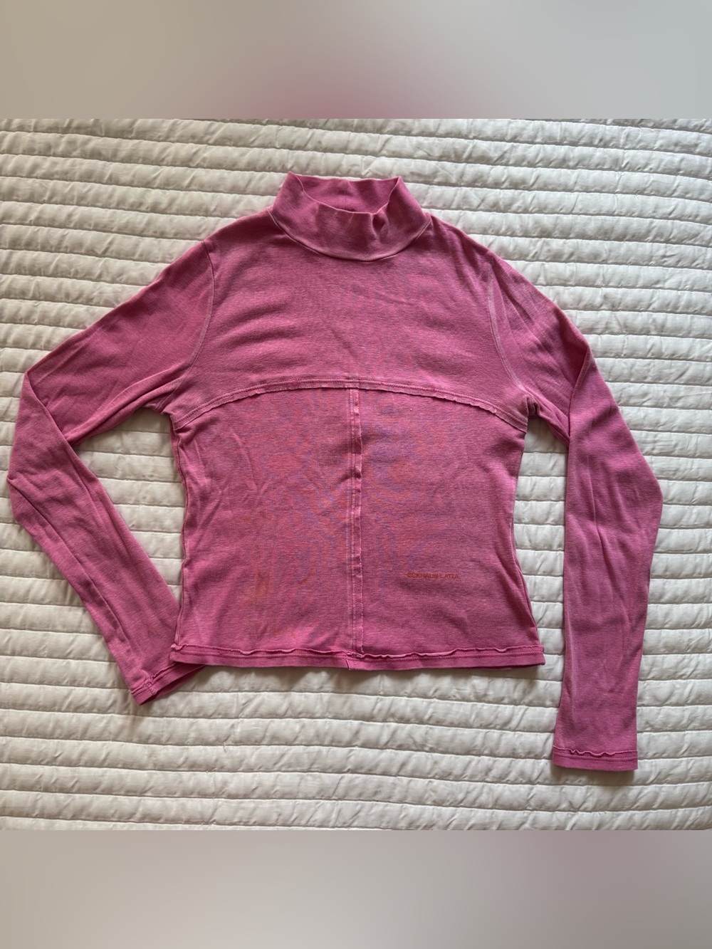 Eckhaus Latta Pink Mock Neck Long Sleeve Top - Picture 1 of 6